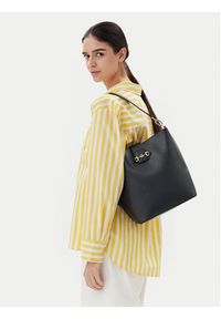 TOMMY HILFIGER - Tommy Hilfiger Torebka Heritage Leather Bucket AW0AW17396 Czarny. Kolor: czarny. Materiał: skórzane