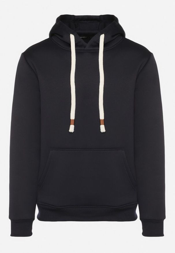 Born2be - Granatowa Bluza z Bawełną Kapturem i Kieszenią Typu Kangurek Norrise. Okazja: na co dzień. Kolor: niebieski. Materiał: bawełna. Styl: casual, elegancki