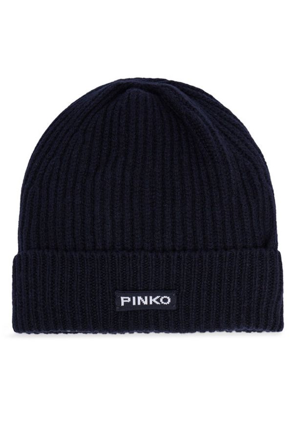 Pinko Czapka Lambkin Cuffia AI 24-25 BLK01 104489 A1CH Granatowy. Kolor: niebieski. Materiał: wełna