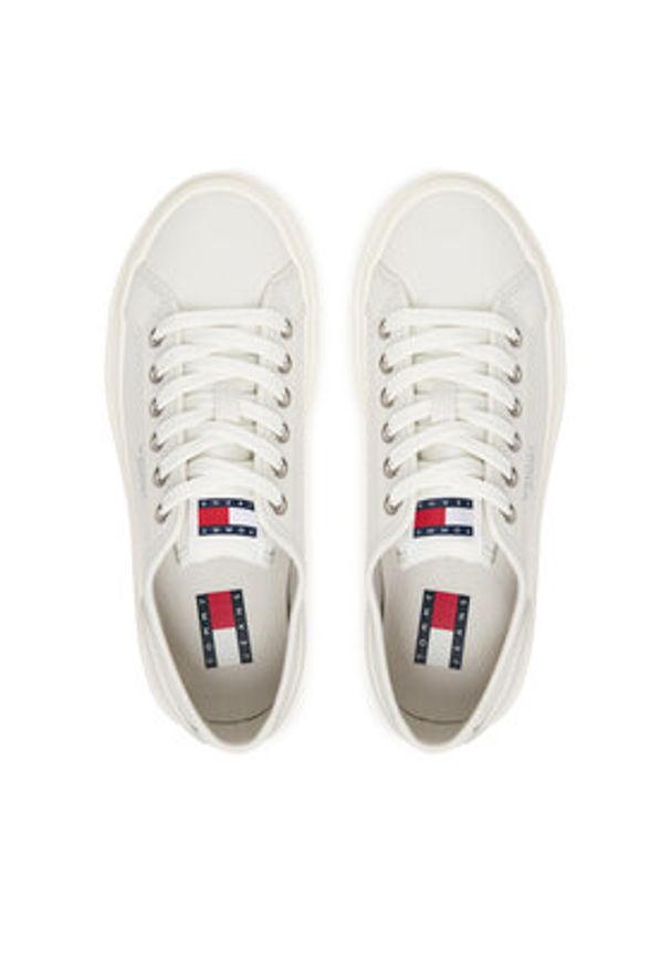 Tommy Jeans Sneakersy Tjw Flatform Sneaker Ltr EN0EN02964 Écru. Materiał: skóra