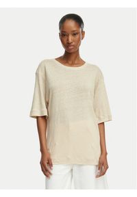BOSS T-Shirt C_Emma 50556387 Beżowy jasny Regular Fit. Kolor: beżowy. Materiał: len #1