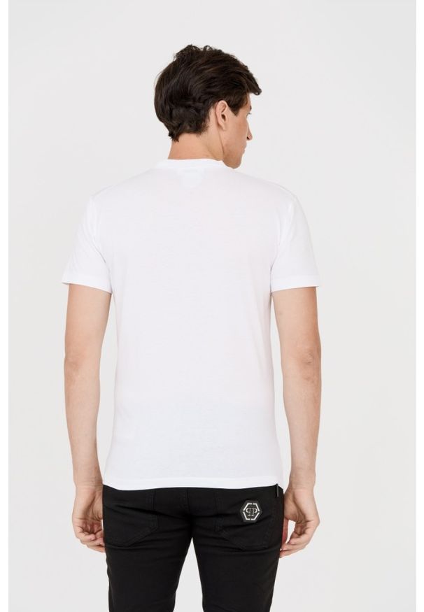 DSQUARED2 Męski biały t-shirt z zielonym liściem, Rozmiar M. Kolor: biały. Wzór: nadruk