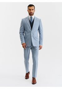 Pako Lorente - PAKO LORENTE – Błękitne spodnie garniturowe o widocznej strukturze. Kolor: niebieski. Materiał: wełna, elastan