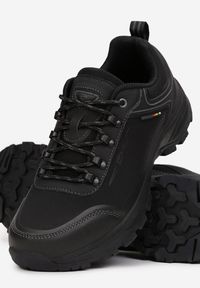 Born2be - Czarne Sznurowane Buty Trekkingowe na Podeszwie z Protektorem Tarasa. Kolor: czarny. Materiał: materiał. Sezon: wiosna, jesień