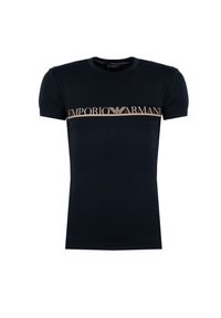 Emporio Armani T-shirt C-neck | 1110353 F729 | Mężczyzna | Granatowy. Okazja: na co dzień. Kolor: niebieski. Materiał: elastan, bawełna. Wzór: napisy. Styl: casual, klasyczny