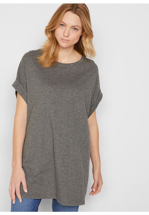 bonprix - Długi T-shirt z czystej bawełny organicznej (2 szt.). Kolor: szary. Materiał: bawełna. Długość: długie