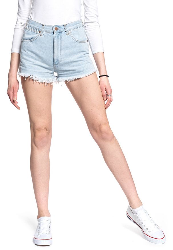 Wrangler - DAMSKIE SHORTY JEANSOWE WRANGLER FESTIVAL SHORT BLUE BALLAD W26FWPXA3 112128034. Materiał: jeans