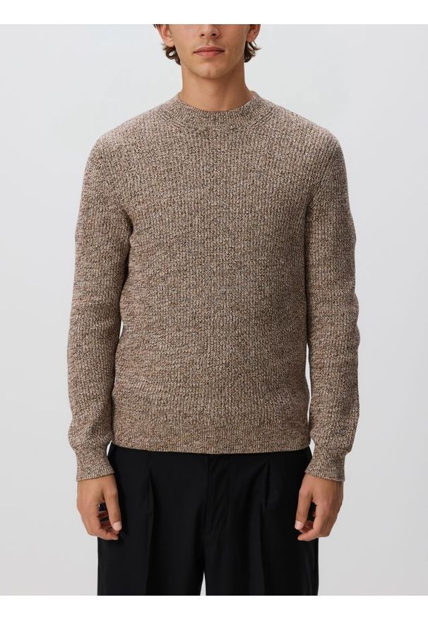 Reserved - Strukturalny sweter - brązowy. Kolor: brązowy. Materiał: dzianina, bawełna