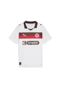 Puma - Młodzieżowa koszulka wyjazdowa FC St. Pauli 25/26 PUMA White Espresso Brown. Kolor: brązowy, biały, wielokolorowy. Sport: piłka nożna