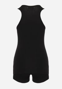 Born2be - Czarny Bawełniany Komplet Fitnessowy Top i Szorty z Gumką w Pasie Oaphne. Kolor: czarny. Materiał: bawełna. Sezon: lato #7