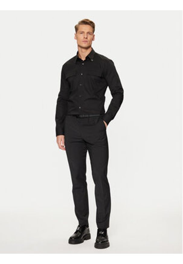 Hugo - HUGO Koszula Ermetal 50534281 Czarny Slim Fit. Kolor: czarny. Materiał: bawełna