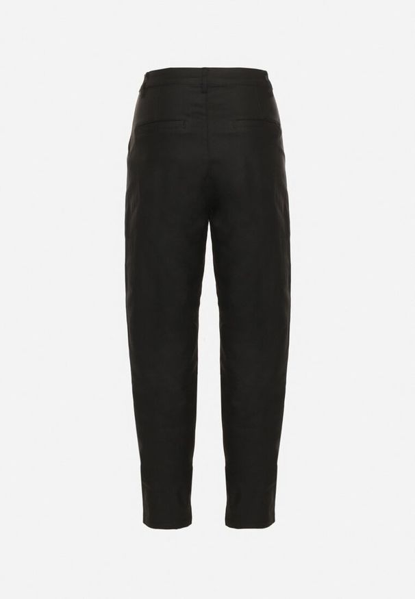 Born2be - Czarne Spodnie Cygaretki z Imitacji Skóry z Wysokim Stanem Lanorevia. Okazja: do pracy, na co dzień, na spotkanie biznesowe. Stan: podwyższony. Kolor: czarny. Materiał: skóra. Styl: klasyczny, casual, elegancki, biznesowy