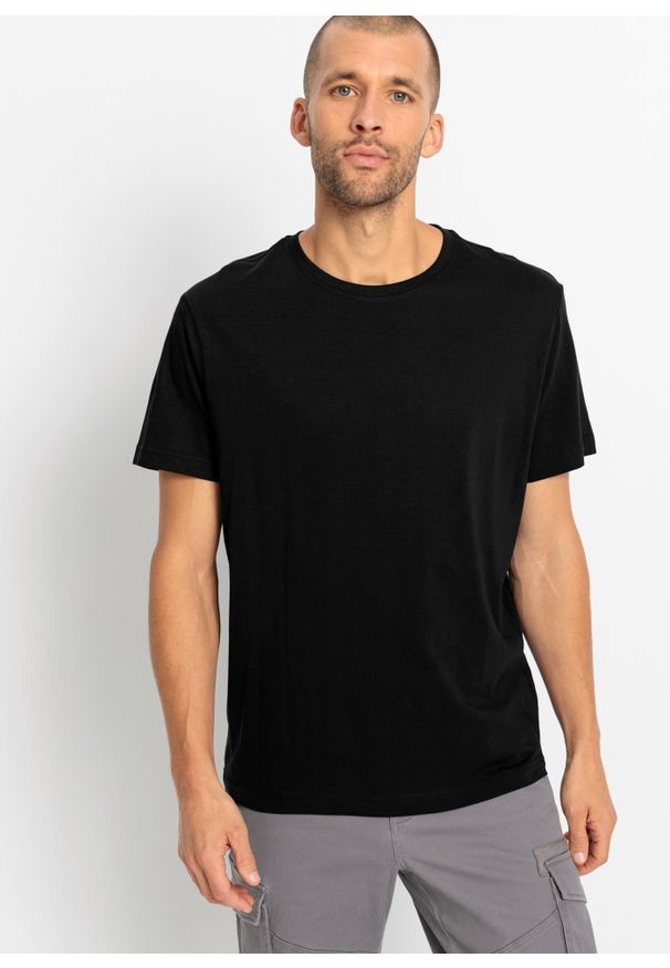 bonprix - T-shirt (3 szt.). Kolor: czarny. Materiał: jersey