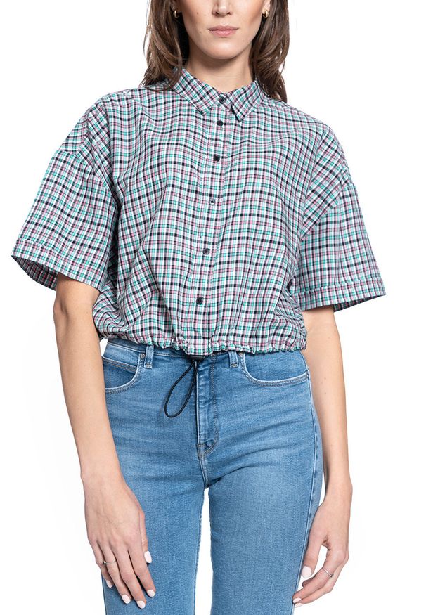 Wrangler - DAMSKA KOSZULA MATERIAŁOWA WRANGLER 80s SS SHIRT BUBBLEGUM PINK W5R2OIP09 112130306. Materiał: materiał