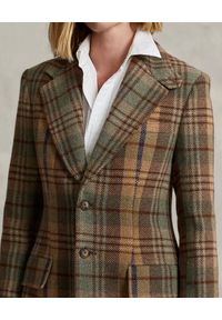 Ralph Lauren - RALPH LAUREN - Wełniany płaszcz w kratę. Typ kołnierza: polo. Kolor: brązowy. Materiał: wełna. Styl: klasyczny #5