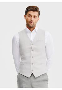 Pako Lorente - PAKO LORENTE – Jednorzędowa szara kamizelka. Kolor: szary. Materiał: poliester, wiskoza. Styl: elegancki, młodzieżowy #1