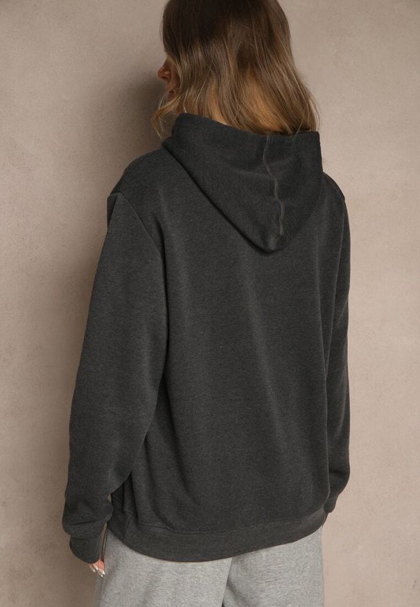 Renee - Ciemnoszara Bluza z Kapturem Ozdobiona Ściągaczami Invila. Okazja: na co dzień. Typ kołnierza: kaptur. Kolor: szary. Wzór: aplikacja. Styl: casual, elegancki