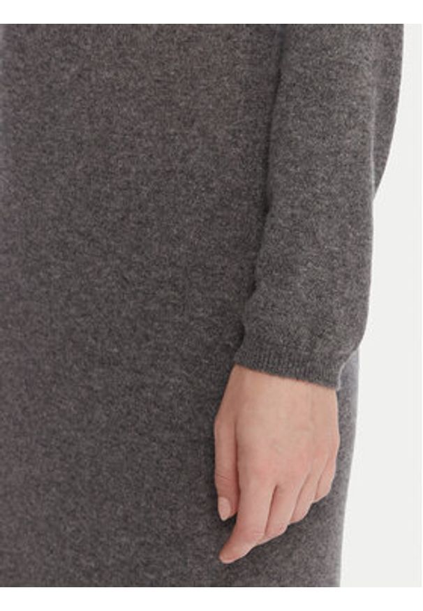 Kontatto Sukienka dzianinowa 3M0964C Szary Slim Fit. Kolor: szary. Materiał: syntetyk