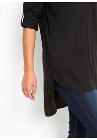 bonprix - Bluzka z mieszanki bawełny i wiskozy. Okazja: na co dzień. Kolor: czarny. Materiał: wiskoza, bawełna, koronka. Długość: długie. Wzór: koronka. Styl: casual #2