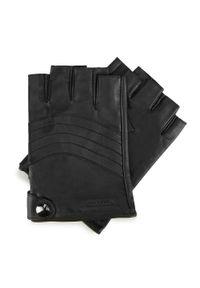 Wittchen - Męskie rękawiczki skórzane bez palców. Kolor: czarny. Materiał: skóra. Wzór: gładki, aplikacja. Sezon: jesień