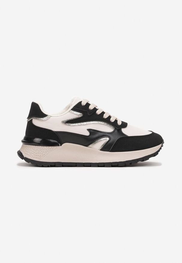 Renee - Czarne Sznurowane Sneakersy na Grubej Podeszwie Kylynn. Kolor: czarny