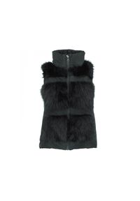 PEAK MOUNTAIN - Damska kurtka futrzana bez rękawów Peak Mountain. Kolor: czarny. Materiał: futro. Długość rękawa: bez rękawów. Sport: turystyka piesza #1