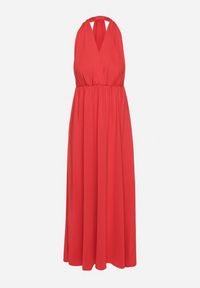 Born2be - Czerwona Koktajlowa Sukienka Multiway z Wiskozą i Wiązaniem na Szyi Lilazza. Okazja: na imprezę. Typ kołnierza: dekolt w kształcie V. Kolor: czerwony. Materiał: wiskoza. Typ sukienki: rozkloszowane. Styl: wizytowy #7