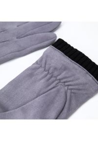 Wittchen - Męskie rękawiczki z ukośnym przeszyciem i ściągaczem szare. Kolor: szary. Materiał: poliester. Styl: elegancki