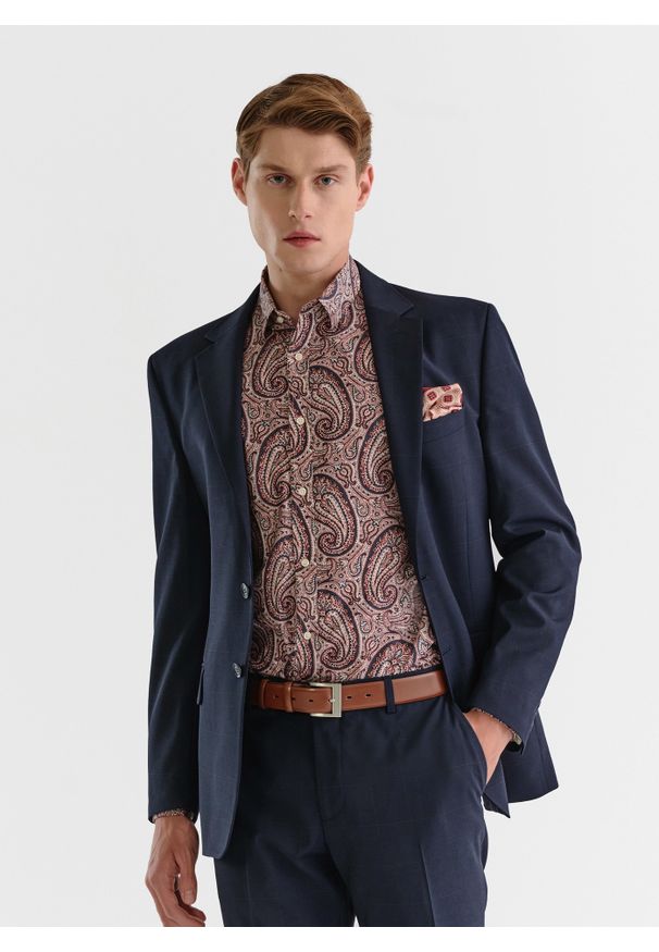 Pako Lorente - PAKO LORENTE – Marynarka garniturowa w kratę Windowpane. Materiał: poliester, wełna, lycra