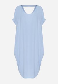 Born2be - Niebieska Mini Sukienka z Krótkim Rękawem o Fasonie Nietoperza Kharson. Kolor: niebieski. Długość rękawa: krótki rękaw. Styl: boho. Długość: mini #2