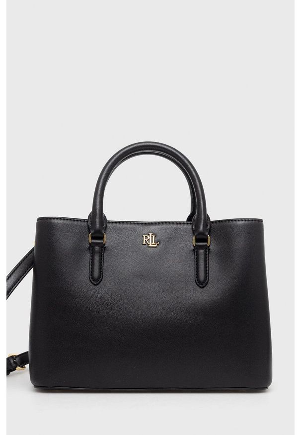 Lauren Ralph Lauren torebka skórzana 431876725004 kolor czarny. Kolor: czarny. Materiał: skórzane. Rodzaj torebki: na ramię