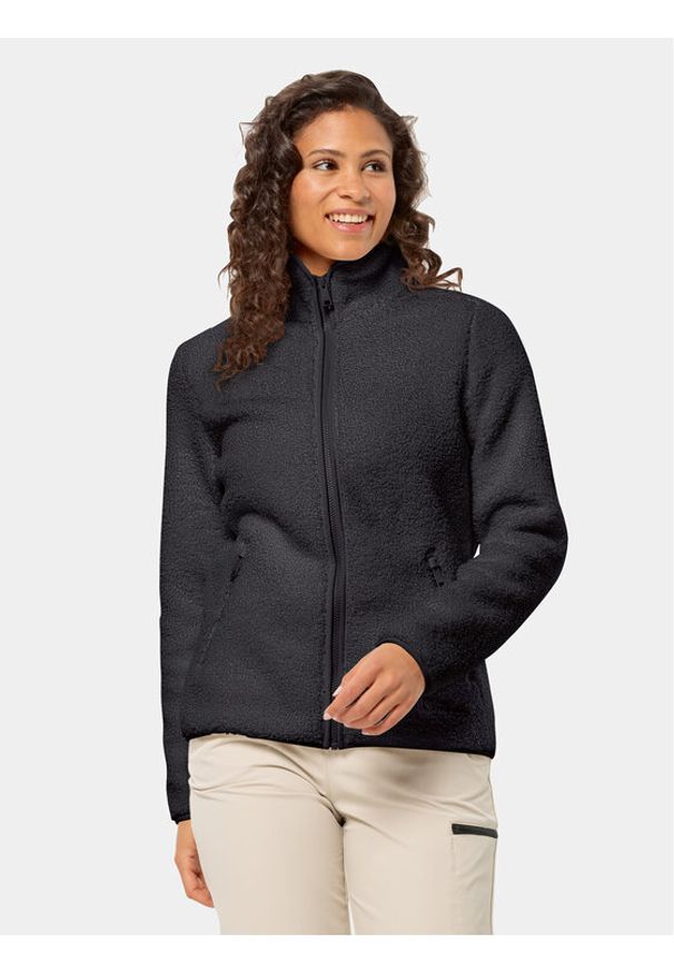 Jack Wolfskin Polar High Curl Jacket 1708732 Czarny Regular Fit. Kolor: czarny. Materiał: syntetyk