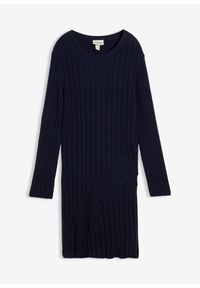 bonprix - Sukienka dzianinowa z miękkiej mieszanki wiskozy. Kolor: niebieski. Materiał: dzianina, wiskoza. Styl: elegancki #1