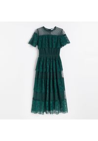 Reserved - Koronkowa sukienka midi - Turkusowy. Kolor: turkusowy. Materiał: koronka. Długość: midi #1