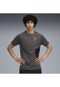 Puma - Męska koszulka AC Milan PUMATECH z kieszenią PUMA Shadow Gray For All Time Red. Kolor: czerwony, szary, wielokolorowy. Sport: piłka nożna