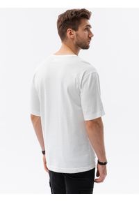 Ombre Clothing - T-shirt męski bawełniany OVERSIZE - biały V1 S1628 - XXL. Kolor: biały. Materiał: bawełna #3