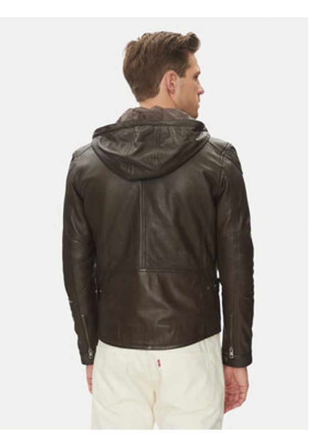 Serge Pariente Kurtka skórzana Ondo Brązowy Regular Fit. Kolor: brązowy. Materiał: skóra