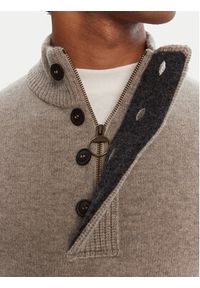 Barbour Sweter Patch Half Zip MKN0585ST51 Beżowy Regular Fit. Kolor: beżowy. Materiał: wełna #5