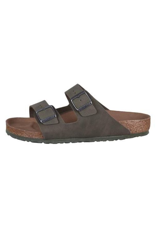 Klapki męskie Birkenstock Arizona Desert Dust Thyme Syn Vegan. Zapięcie: klamry. Kolor: zielony. Materiał: materiał, syntetyk. Szerokość cholewki: normalna. Sport: turystyka piesza, pływanie, fitness