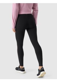 4f - 4F Legginsy dzianinowe damskie - czarne M. Okazja: na co dzień. Stan: podwyższony. Kolor: czarny. Materiał: dzianina. Wzór: gładki, ze splotem. Styl: casual, sportowy #2