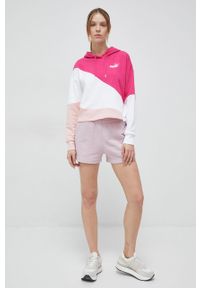 Puma bluza damska kolor różowy z kapturem wzorzysta. Typ kołnierza: kaptur. Kolor: różowy. Materiał: materiał, dzianina. Długość rękawa: długi rękaw. Długość: długie #5