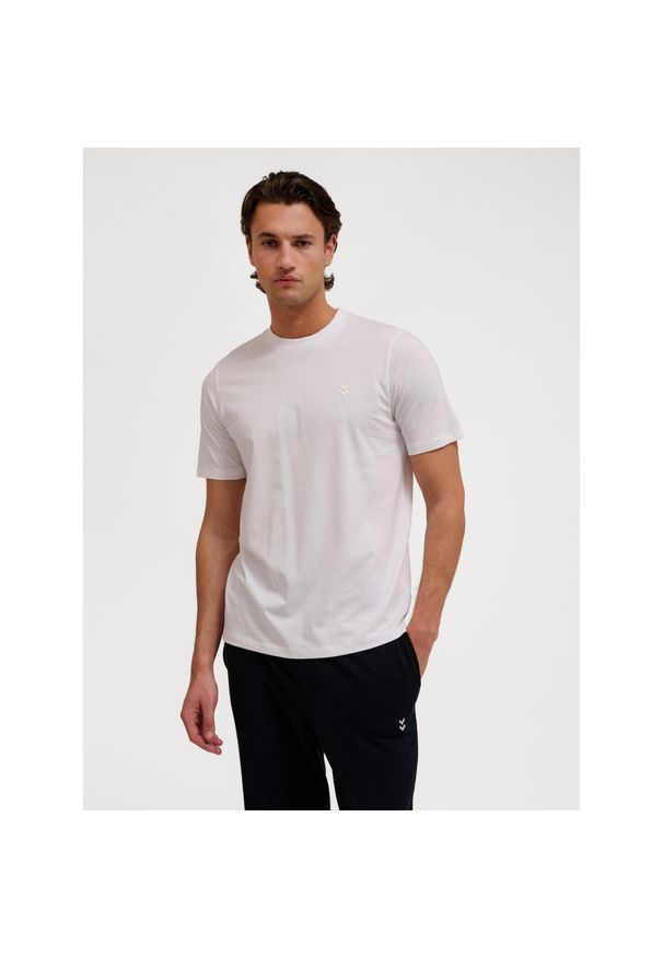 Hummel koszulka męska bawełniana logo haftowane hml Pulse T-shirt. Kolor: biały. Materiał: bawełna. Wzór: haft. Sport: fitness