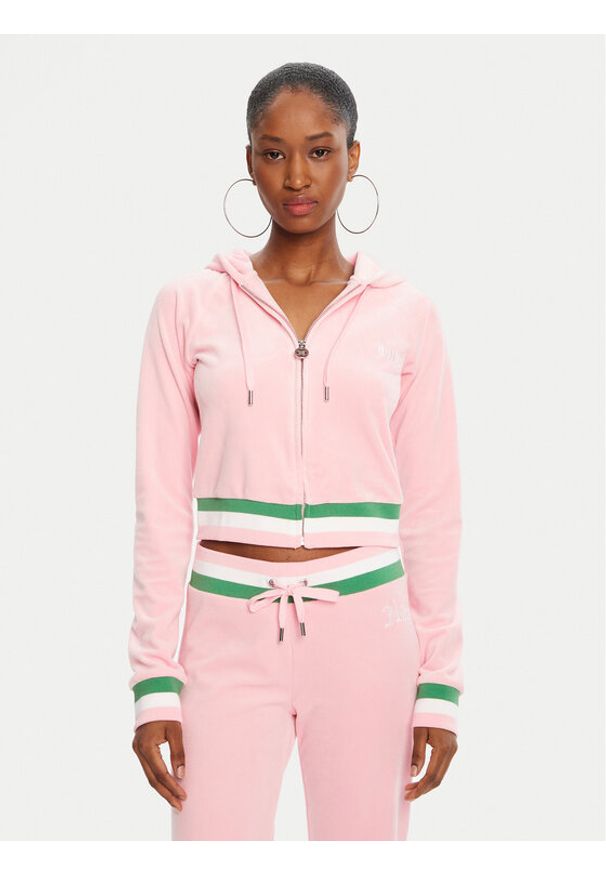 Juicy Couture Bluza Velour Crop JCWAS225351 Różowy Regular Fit. Kolor: różowy. Materiał: welur
