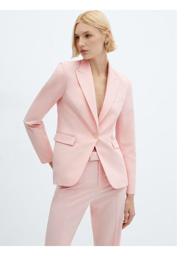 mango - Mango Marynarka Boreal 67054040 Różowy Slim Fit. Kolor: różowy. Materiał: syntetyk