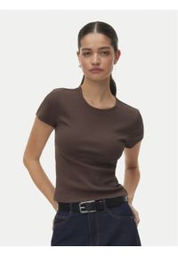 Vero Moda T-Shirt Chloe 10306894 Brązowy Tight Fit. Kolor: brązowy. Materiał: bawełna #1