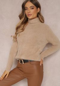 Renee - Beżowy Golf Wełniany Kedrindas. Typ kołnierza: golf. Kolor: beżowy. Materiał: wełna. Długość rękawa: długi rękaw. Długość: długie #1