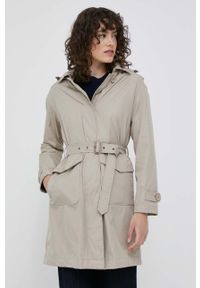 Geox trencz damski kolor beżowy przejściowy. Okazja: na co dzień. Kolor: beżowy. Materiał: włókno, materiał. Styl: casual #5