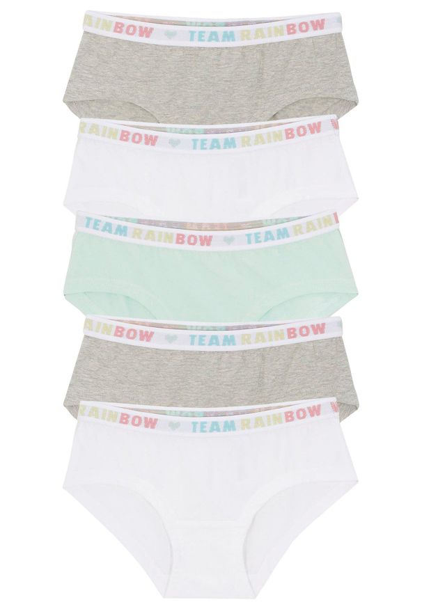 bonprix - Figi hipster z miękkiej bawełny (5 par). Kolor: szary. Materiał: bawełna. Wzór: nadruk