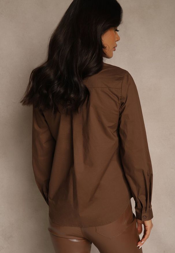 Renee - Brązowa Koszula z Bawełny o Klasycznym Fasonie Lilianesa. Okazja: na co dzień. Typ kołnierza: kołnierzyk klasyczny. Kolor: brązowy. Materiał: bawełna. Długość rękawa: długi rękaw. Długość: długie. Styl: klasyczny