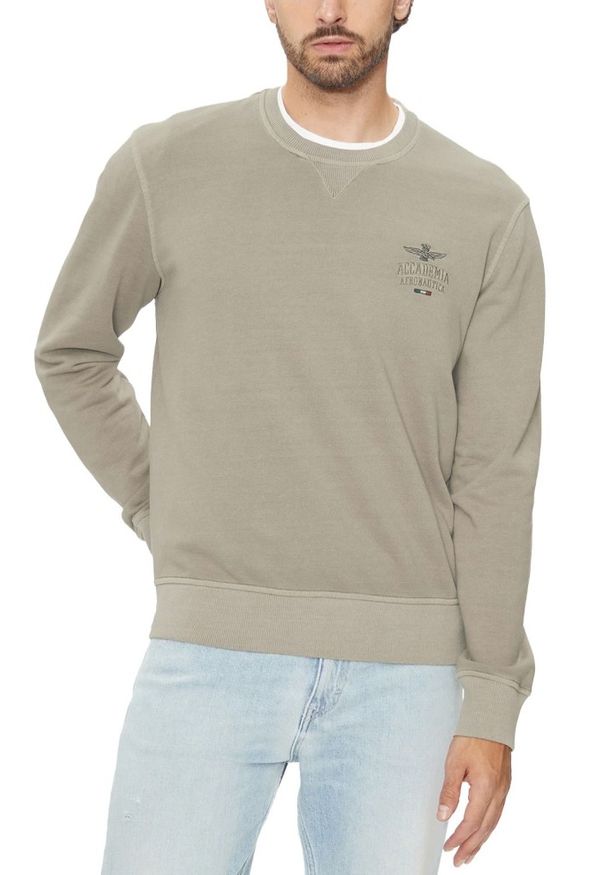 Aeronautica Militare - AERONAUTICA MILITARE Beżowa męska bluza Vintage Effect, Rozmiar XXL. Kolor: beżowy. Materiał: bawełna. Styl: vintage